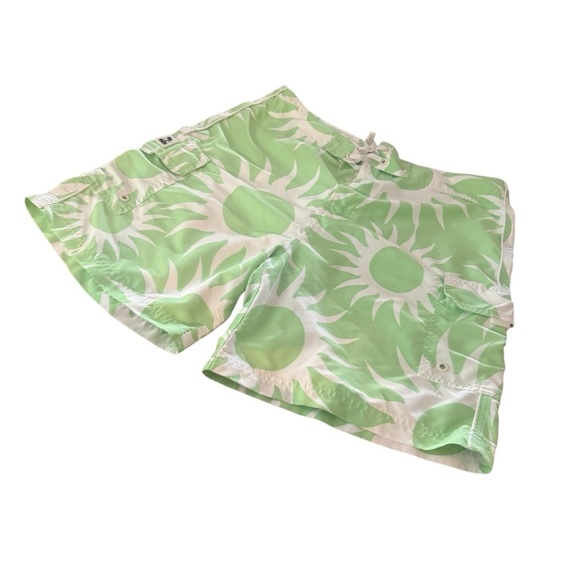 ISLAND COMPANY Board Shorts Men’s SZ 34 Green Drawstring Pockets Swimwear EUC - Picture 1 of 11